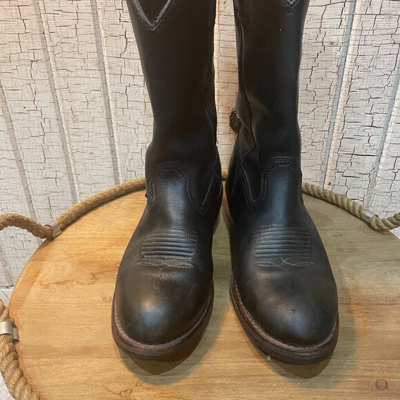 Dan Post Western Work Cowboy Black Leather Waterproof Albuquerque Pull-On Boot 9 - Picture 1 of 6